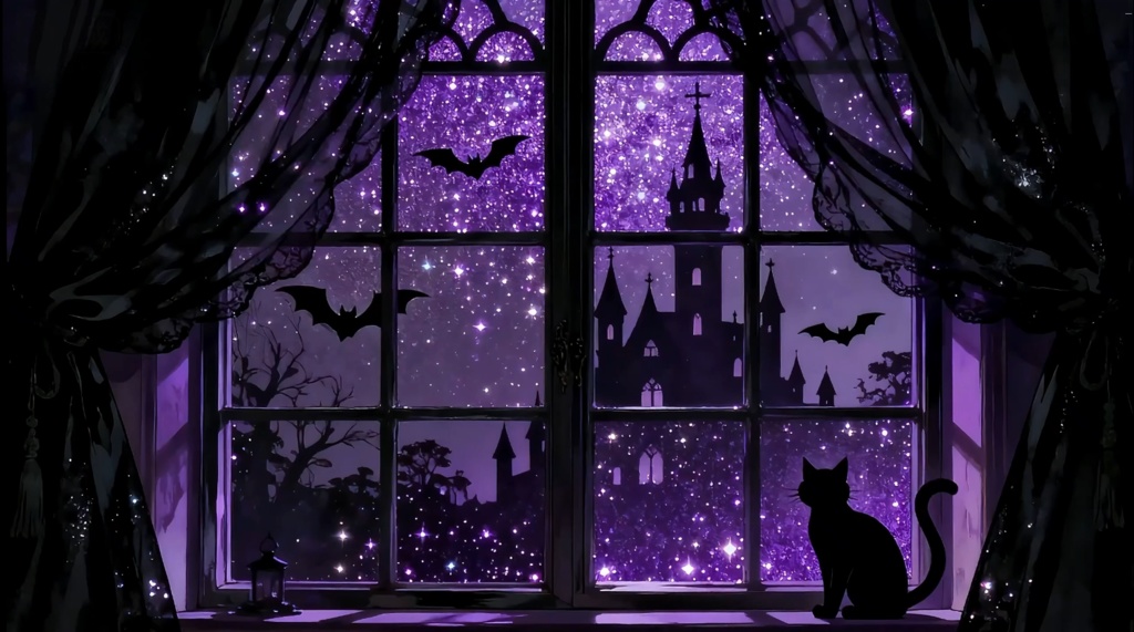 「Live2D動く背景」🖤 黒猫のハロウィン・インビテーション