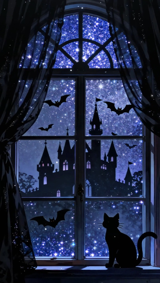 「Live2D縦型動く背景」🖤 黒猫のハロウィン・インビテーション