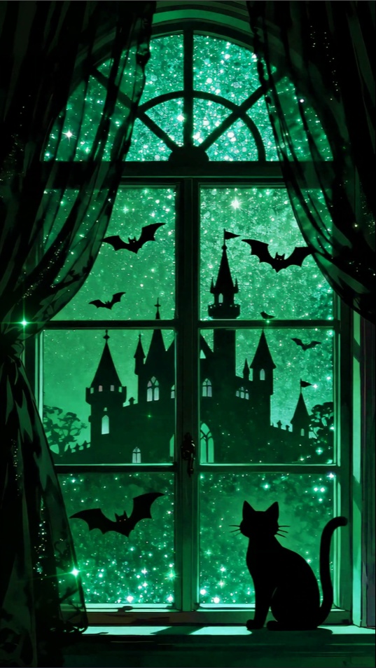 「Live2D縦型動く背景」🖤 黒猫のハロウィン・インビテーション