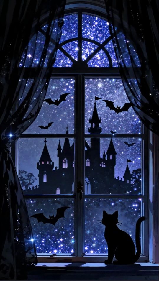 「Live2D縦型動く背景」🖤 黒猫のハロウィン・インビテーション