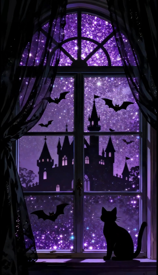 「Live2D縦型動く背景」🖤 黒猫のハロウィン・インビテーション