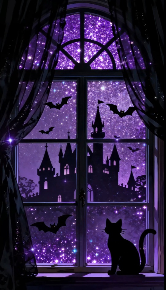 「Live2D縦型動く背景」🖤 黒猫のハロウィン・インビテーション