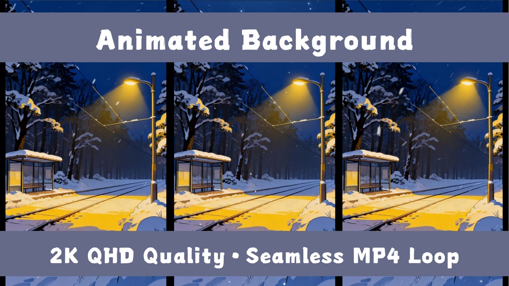 「Live2D縦型動く背景」雪夜のプラットフォーム