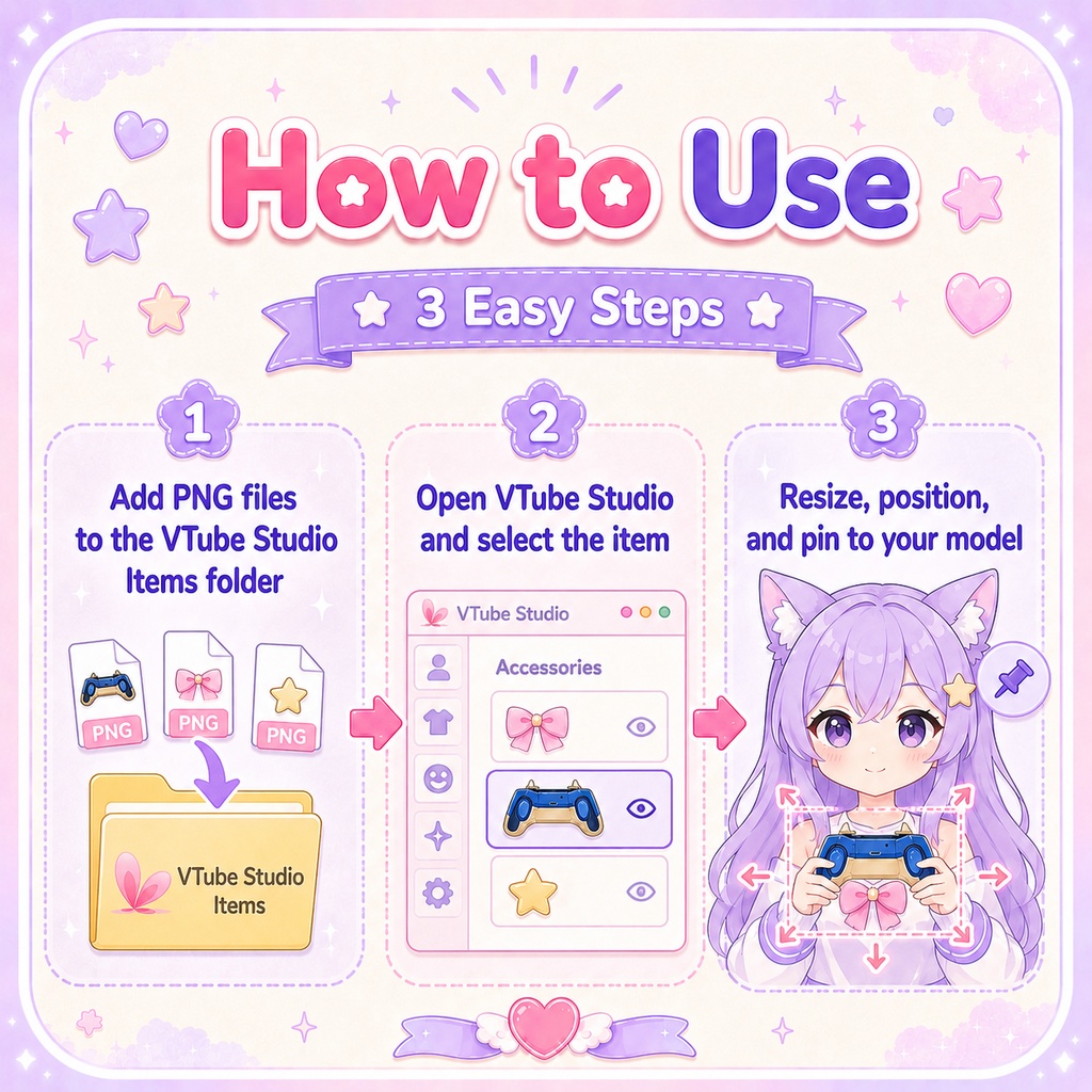 【VTube Studio対応】ゲームコントローラーPNGアイテム|VTuber素材