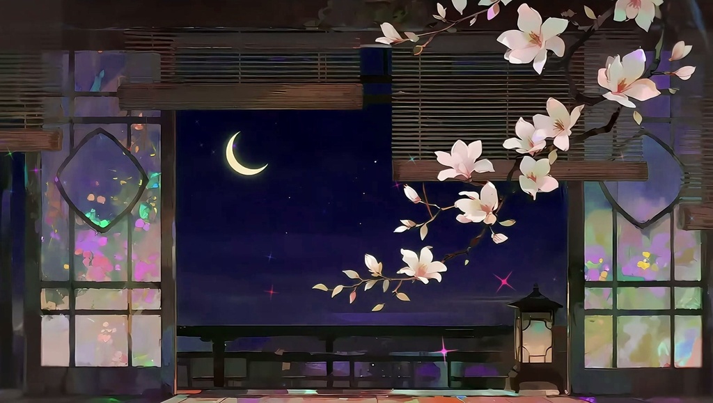 「Live2D動く背景」花時の渡月