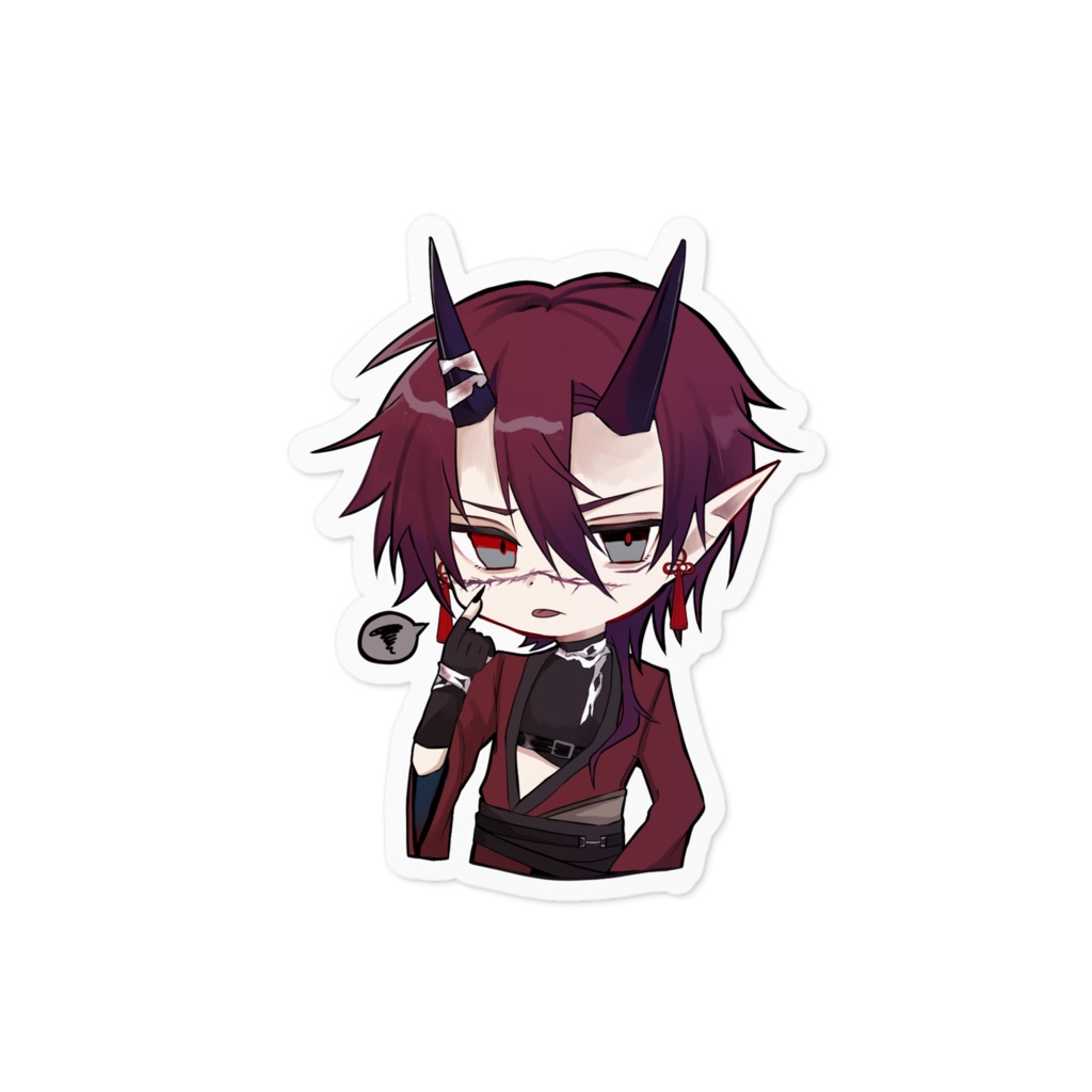 天邪鬼ステッカー①_不機嫌