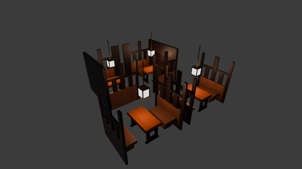 居酒屋のボックス席セット(軽量/半個室風)【VRChat/ワールド制作】