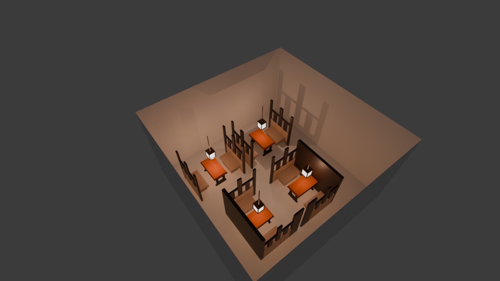 居酒屋のボックス席セット(軽量/半個室風)【VRChat/ワールド制作】