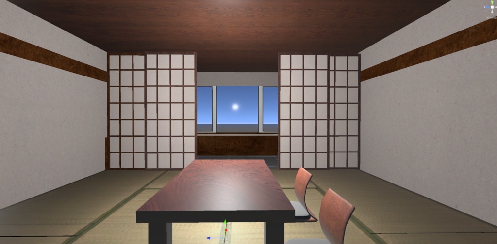 【3Dモデル】落ち着きのある和室(座卓・座椅子付き)【VRChat/ワールド制作】