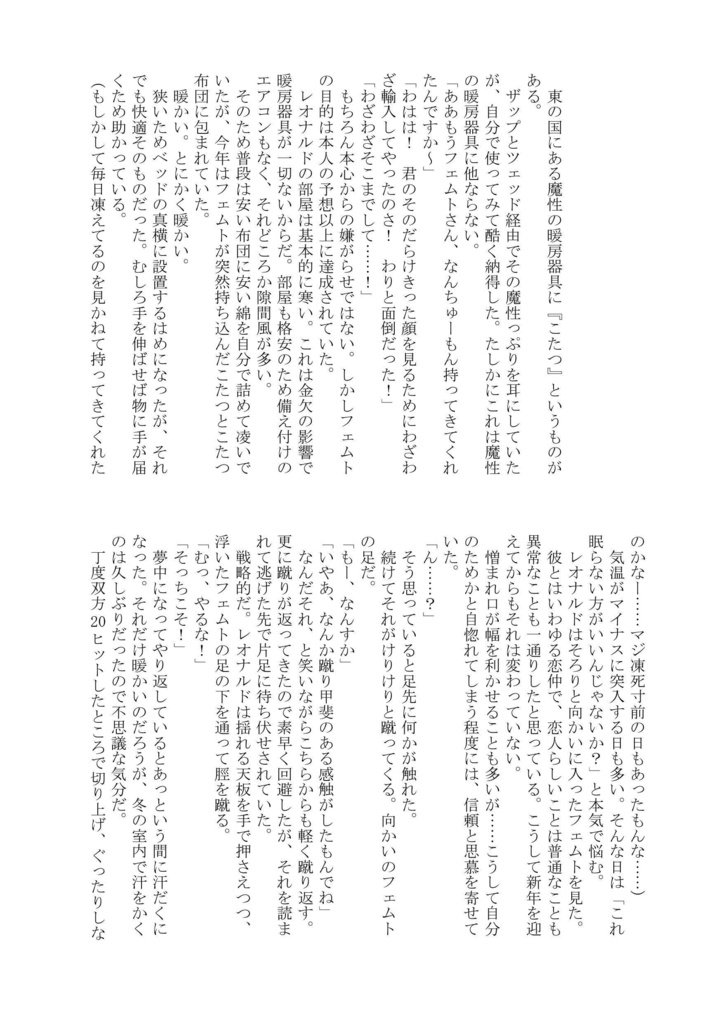 フェムレオ小説「フェムレオがこたつでいちゃつくだけBOOK」