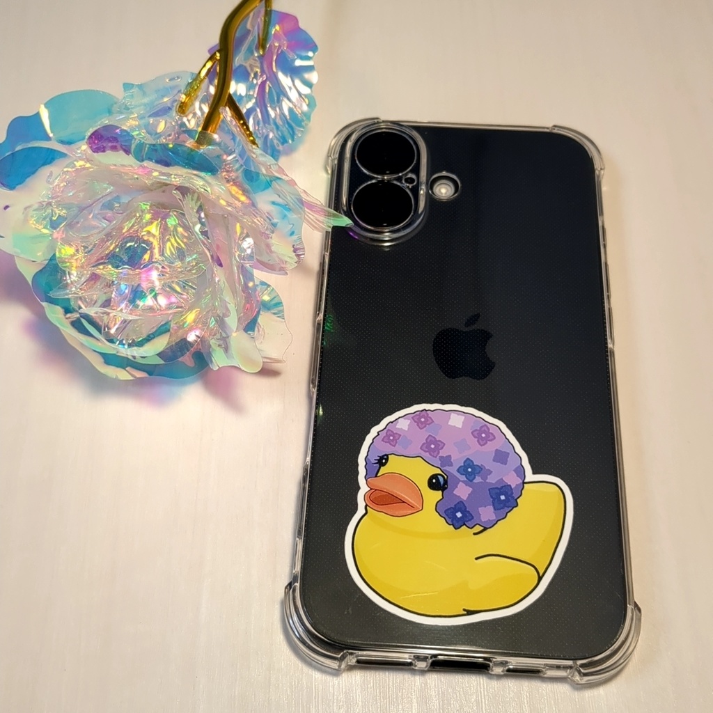 紫あじさいあひるちゃんステッカー