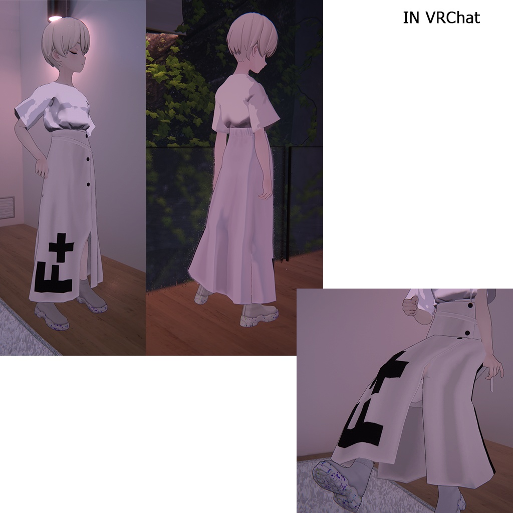 Asymmetry Slit Skirt for Grus