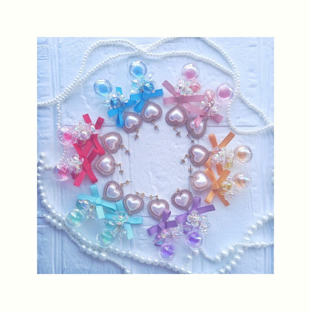 【江/Pierces&Earrings】  HeartGlassShabonbon