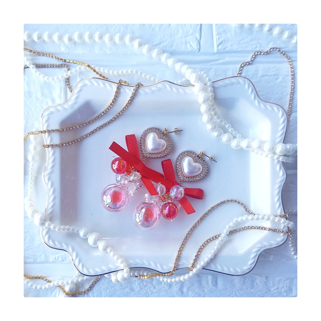 【江/Pierces&Earrings】  HeartGlassShabonbon