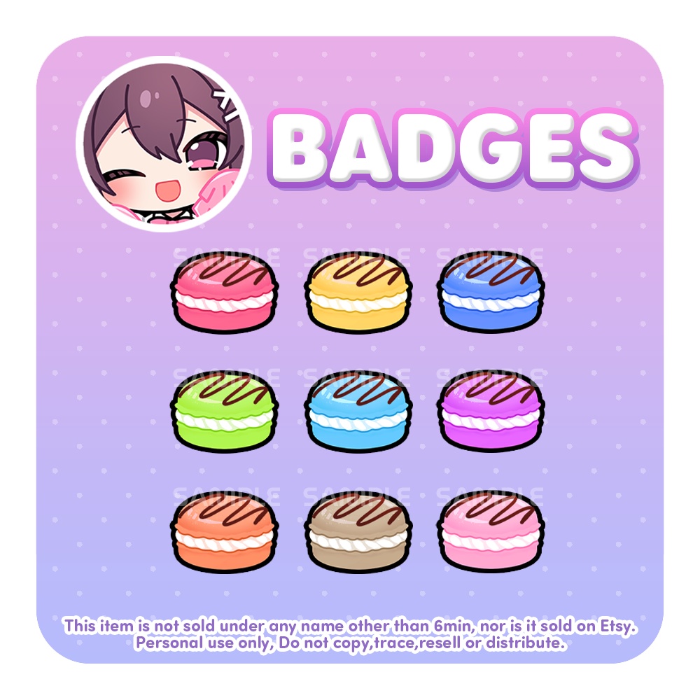 【Twitch YouTube Badges】マカロン9点セット / Macaron【サブスクバッジ】