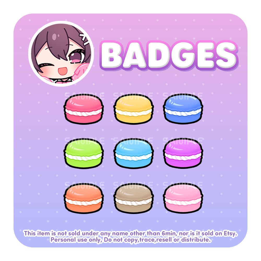 【Twitch YouTube Badges】マカロン９点セット / Macaron【サブスクバッジ】