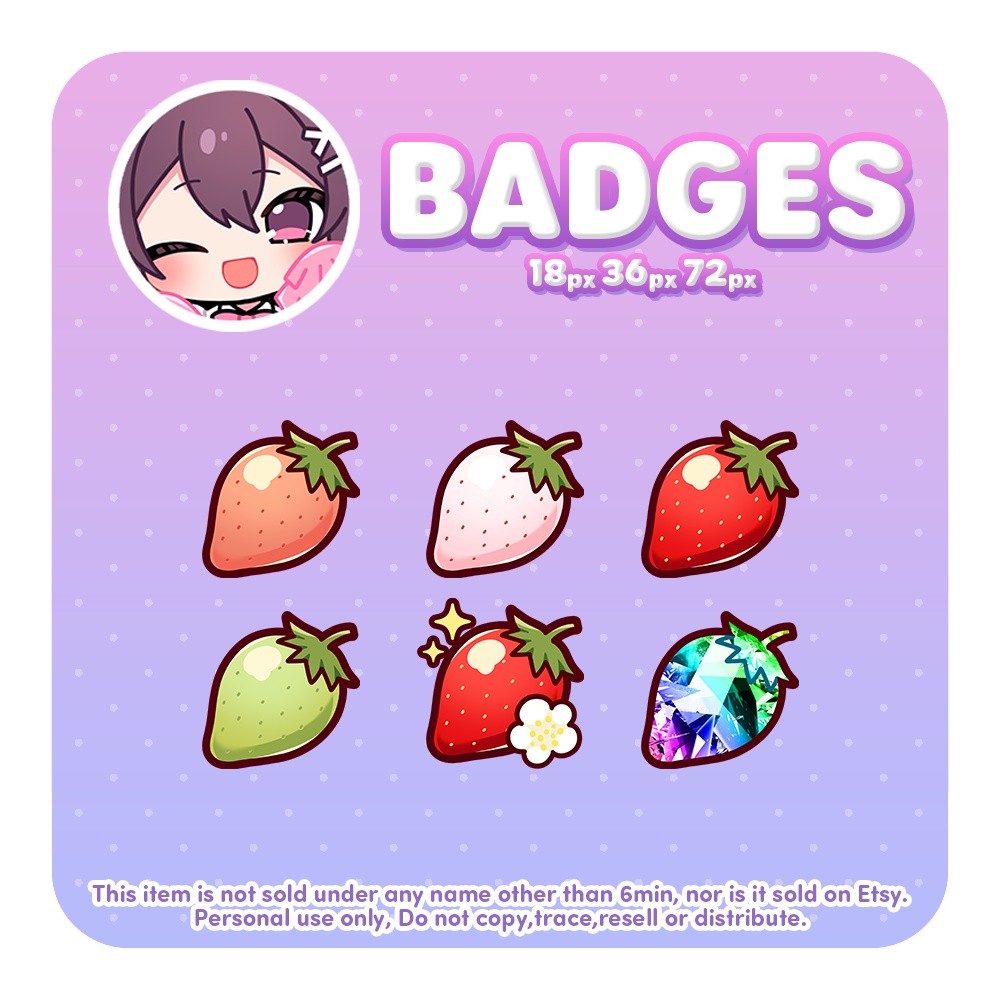 【Twitch YouTube Badges】いちご / strawberry【サブスクバッジ】