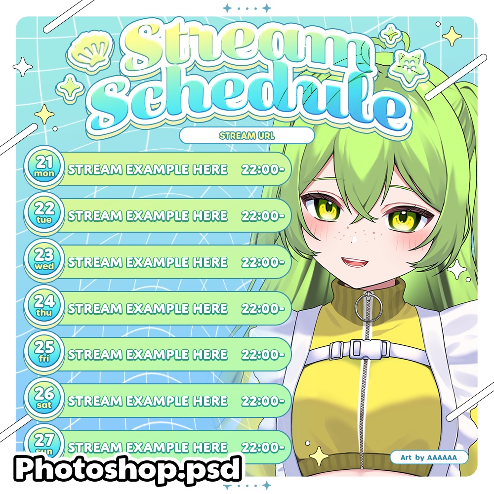 【正方形サイズ】フレッシュな週間予定表✨🐚🍋【配信】