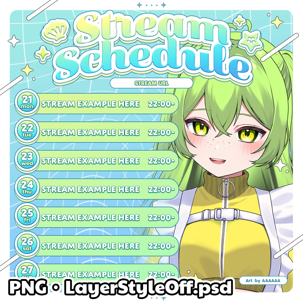 【正方形サイズ】フレッシュな週間予定表✨🐚🍋【配信】