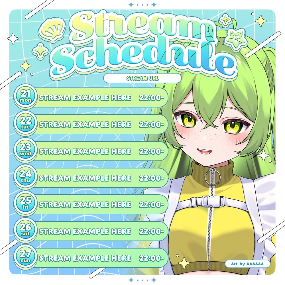 【正方形サイズ】フレッシュな週間予定表✨🐚🍋【配信】