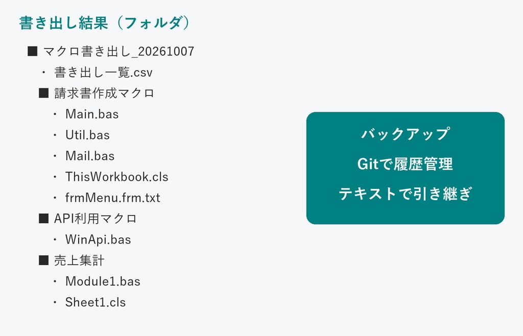 【無料】マクロ書き出しくん|Excelのマクロをまとめてファイルに書き出し(バックアップ・Git管理)