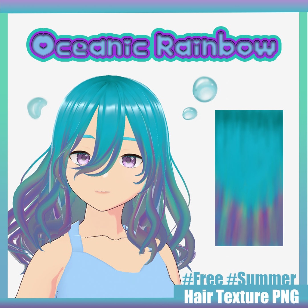 Oceanic Rainbow Hair Texture/ 海洋の虹髪のテクスチャー