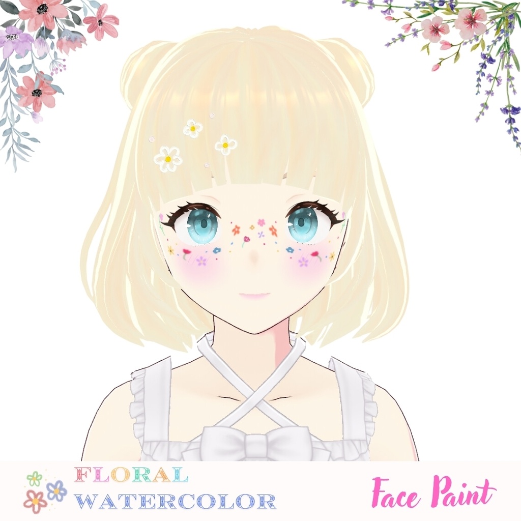 Floral Watercolor Bloom Face Paint/花柄の水彩フェイスペイント