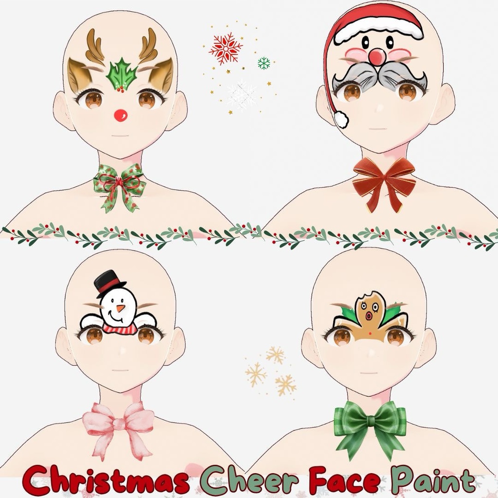Christmas Cheer Face Paint/クリスマス チア フェイスペイント