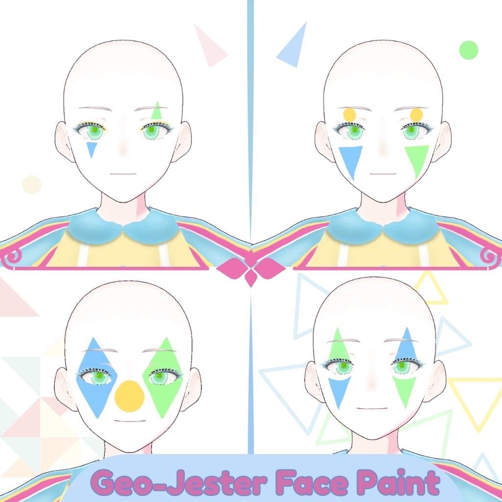 【VRoid用テクスチャ】💠幾何学ジェスターのフェイスメイク💠/Geo-Jester Face Paint