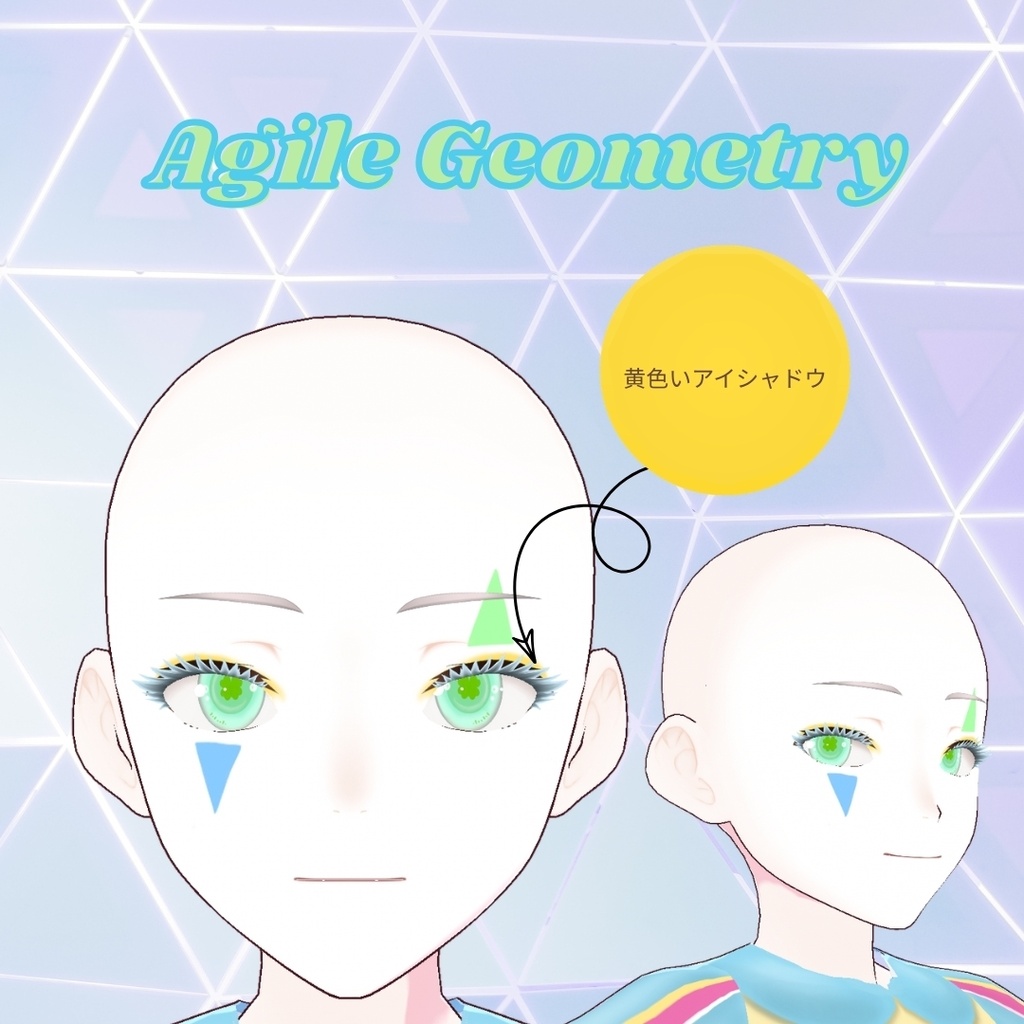 【VRoid用テクスチャ】💠幾何学ジェスターのフェイスメイク💠/Geo-Jester Face Paint
