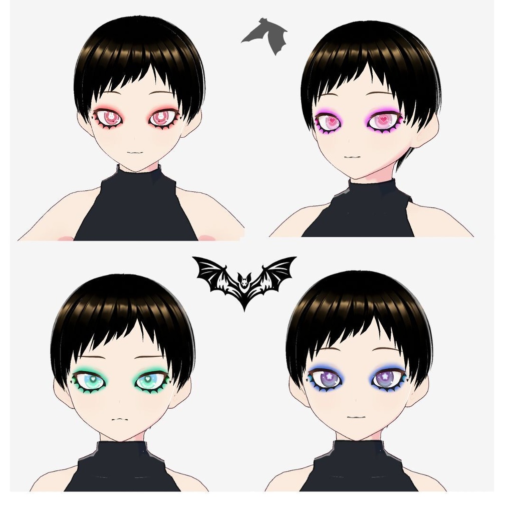 【VRoid用テクスチャ】🌑地雷系コウモリメイク/Bat-Doll Makeup 🌑