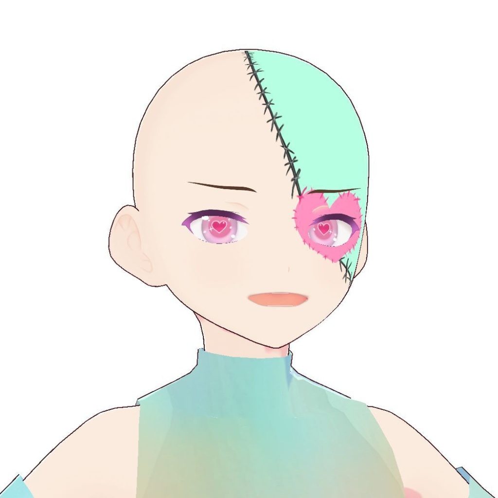 【VRoid用テクスチャ】半面・全面対応 🧟♀️🩷ミンティ・フランケンハート/Minty Franken-Heart Face Paint