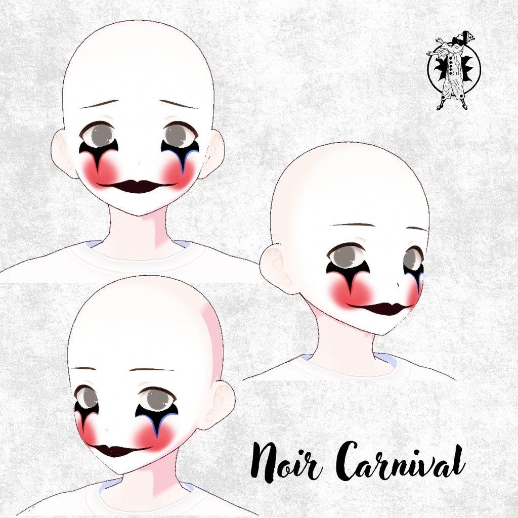 【VRoid用テクスチャ】🤹メランコリー・クラウン のフェイスメイク♥️/Melancholy Clown Face Paint