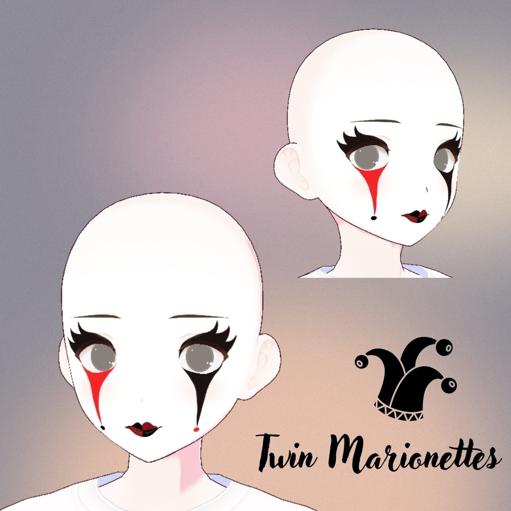 【VRoid用テクスチャ】🤹メランコリー・クラウン のフェイスメイク♥️/Melancholy Clown Face Paint