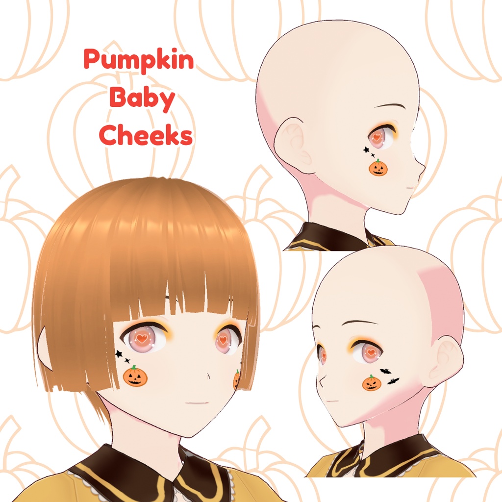 【VRoid用テクスチャ】🎃カボチャのフェイスペイントセット✨/Pumpkin Face Paint Set