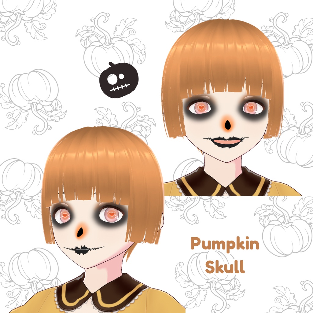 【VRoid用テクスチャ】🎃カボチャのフェイスペイントセット✨/Pumpkin Face Paint Set