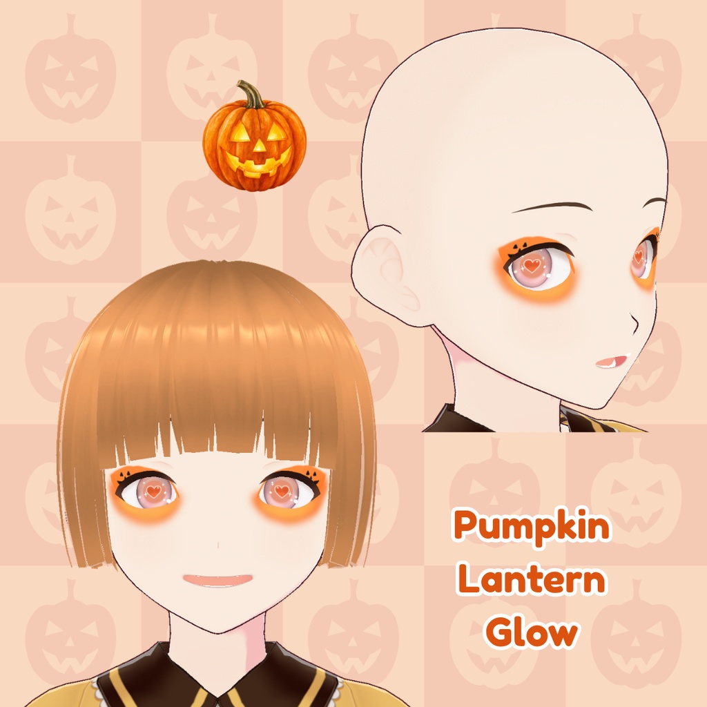 【VRoid用テクスチャ】🎃カボチャのフェイスペイントセット✨/Pumpkin Face Paint Set