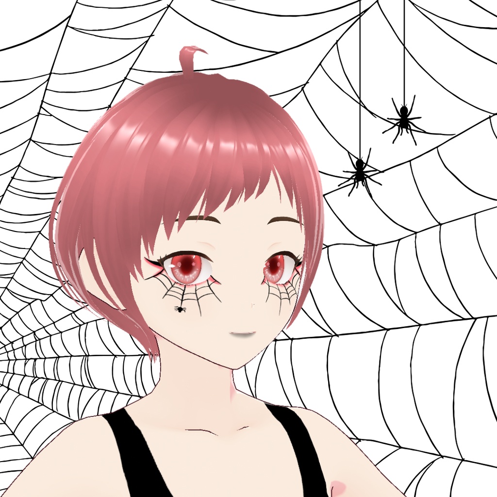 【VRoid用テクスチャ】 🕷️蜘蛛の巣 メイク フェイスペイント/Spider Blush Face Paint🕸️