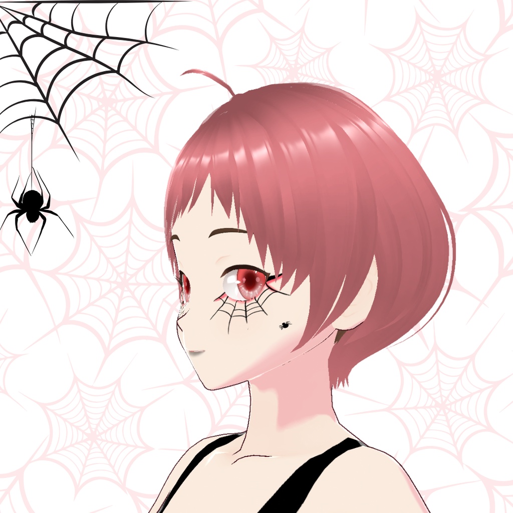 【VRoid用テクスチャ】 🕷️蜘蛛の巣 メイク フェイスペイント/Spider Blush Face Paint🕸️