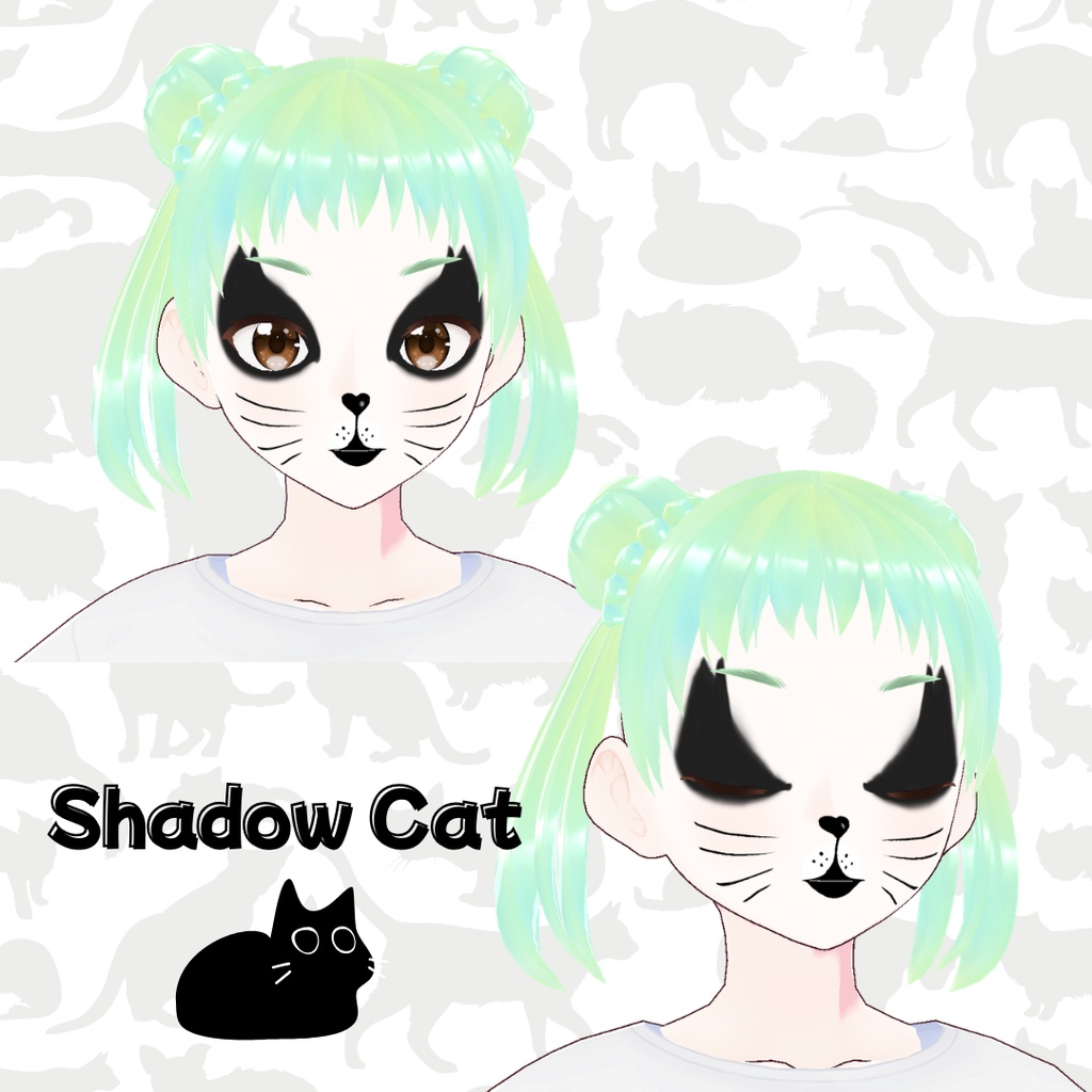 【VRChat/VRoid】🐱猫肌のテクスチャ🐈⬛🐈/Cat-Themed Face Paint Set