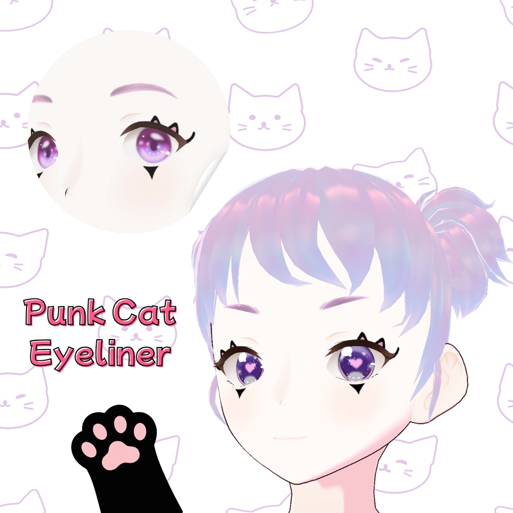 【VRChat/VRoid】🐱猫肌のテクスチャ🐈⬛🐈/Cat-Themed Face Paint Set