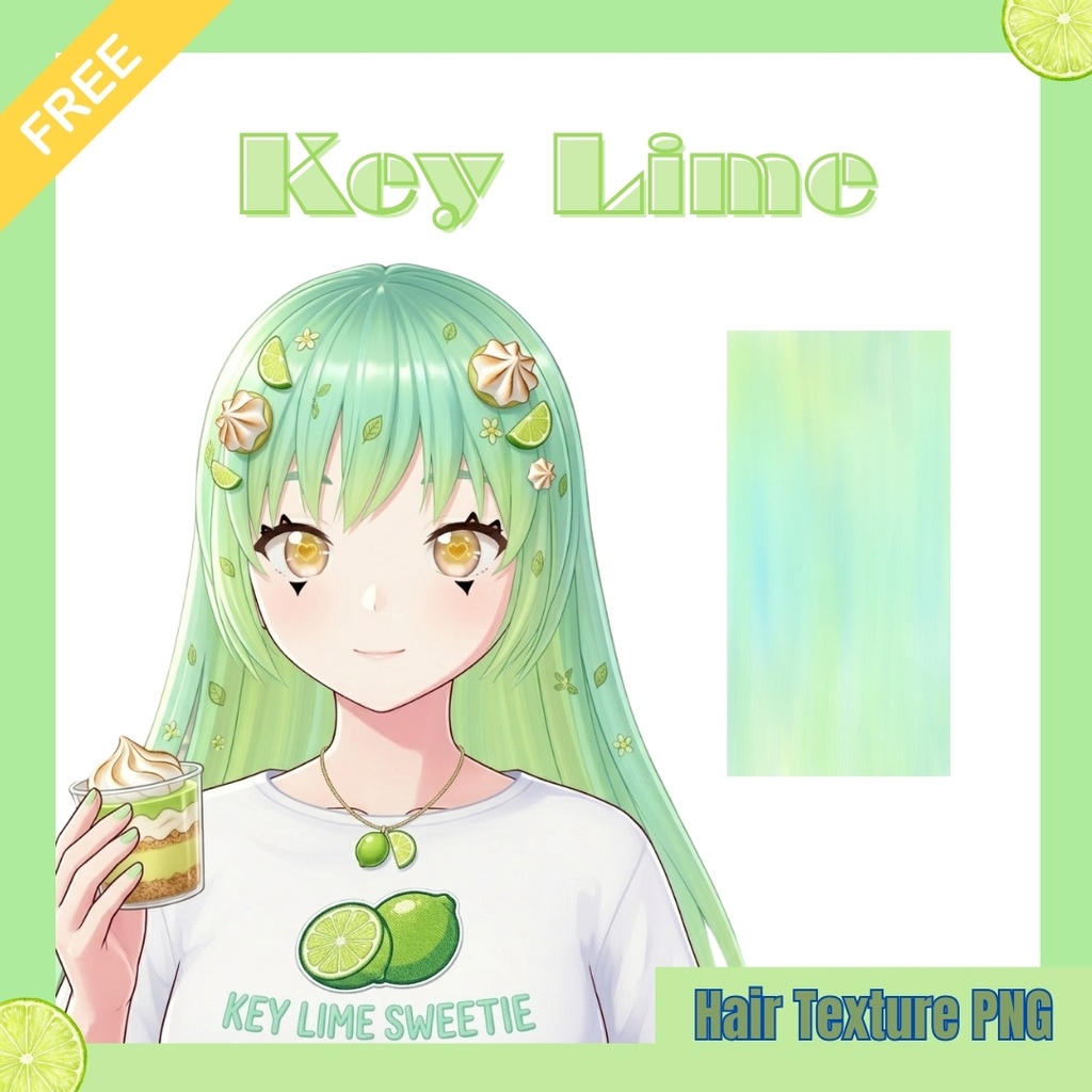 【VRChat/VRoid】🍋‍🟩✨Key Lime Hair Texture/ キーライムヘアーの質感🍋🍀