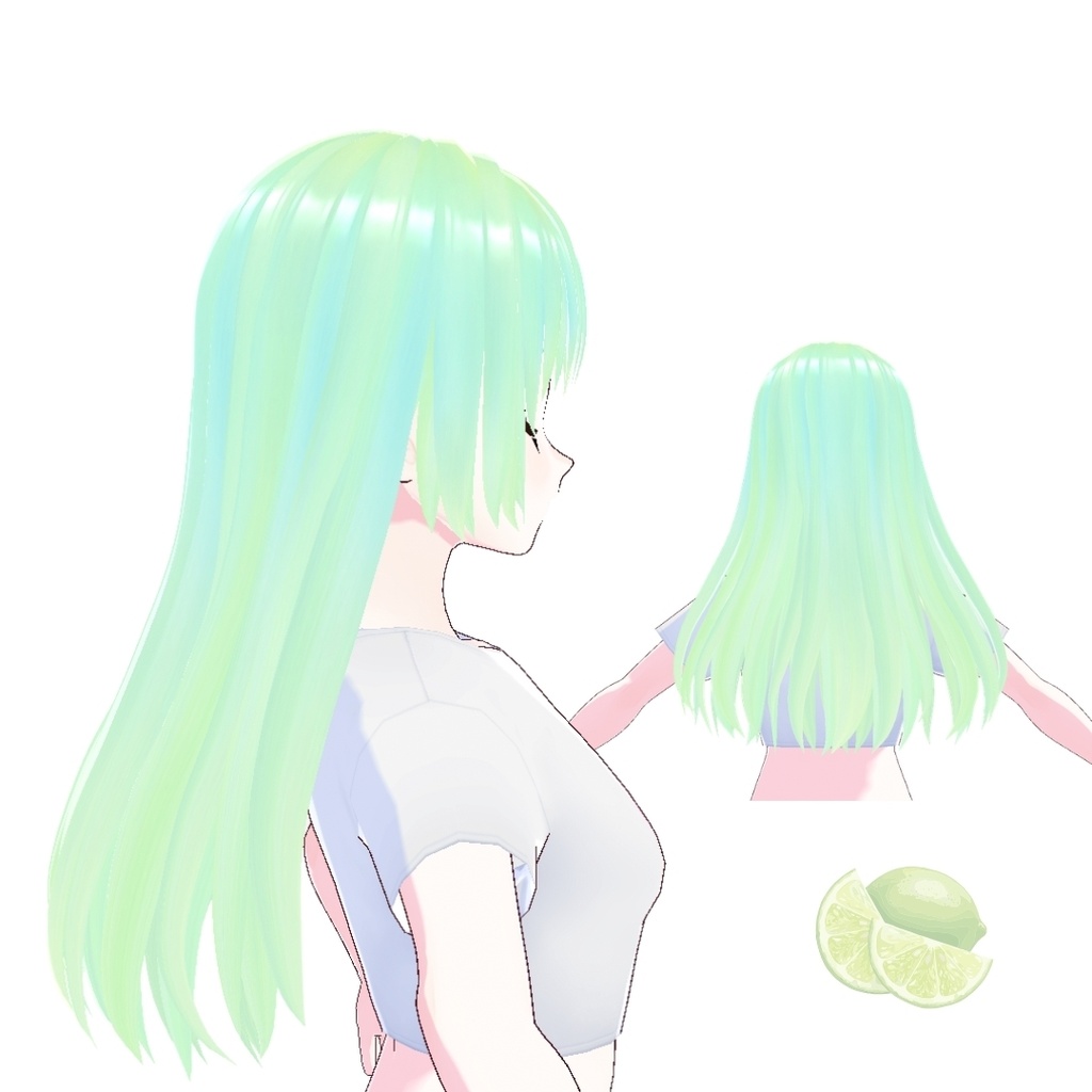 【VRChat/VRoid】🍋🟩✨Key Lime Hair Texture/ キーライムヘアーの質感🍋🍀