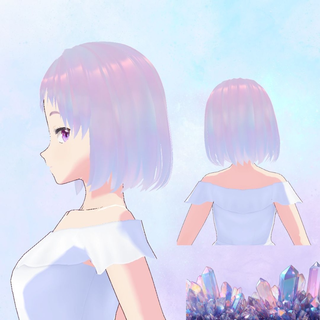 【VRChat/VRoid】🦄Moonstone Reflection Hair Texture/月光石の反射 ヘアテクスチャ🩵💜