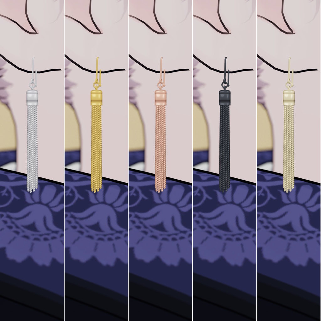 【VRC想定】チェーンタッセルピアス 5色・光るギミック付き
