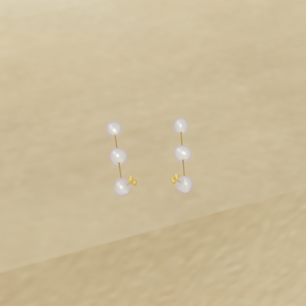 【VRC想定】パール3連ピアス 5色・光るギミック付き