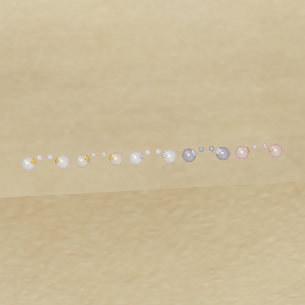 【VRC想定】コットンパールイヤリング 5色・光るギミック付き