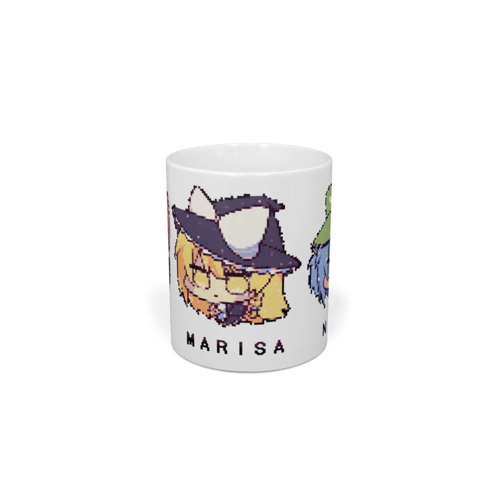 霊夢魔理沙にとりドット絵【東方同人マグカップ】