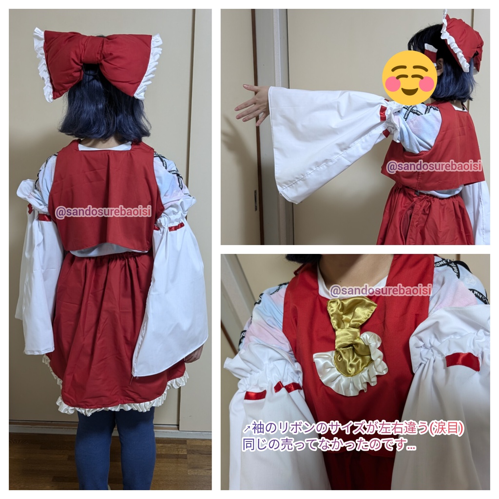 霊夢150サイズ 子供用コスプレ衣装 東方Projec ハンドメイド
