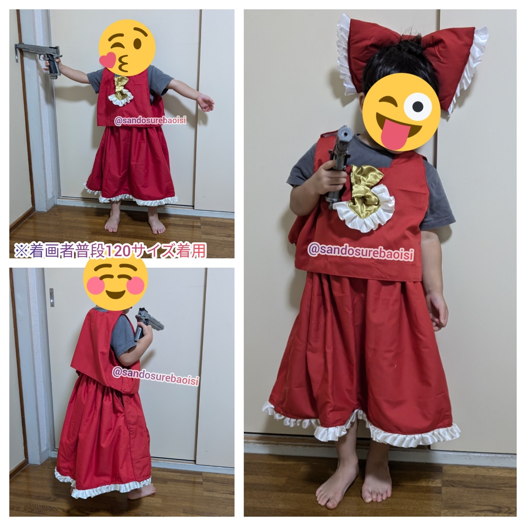 霊夢150サイズ 子供用コスプレ衣装 東方Projec ハンドメイド